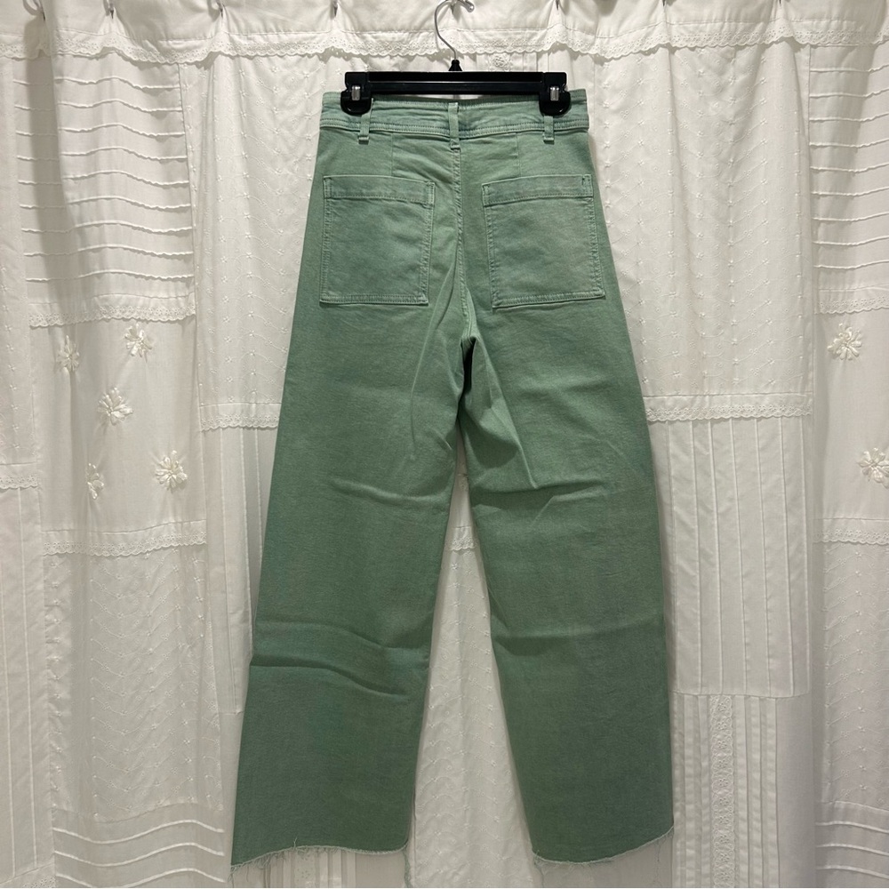 Zara High Rise Wide Leg Green Jean - Picture 3 of 4